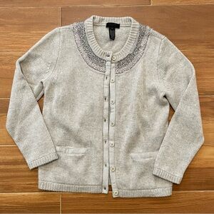 J. Crew Collection Cashmere Sweater/Cardigan with beading.  Size M